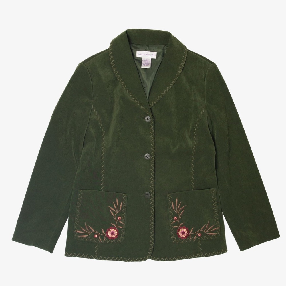 Susan Graver Boho jacket blazer Evergreen XL size - Picture 1 of 11